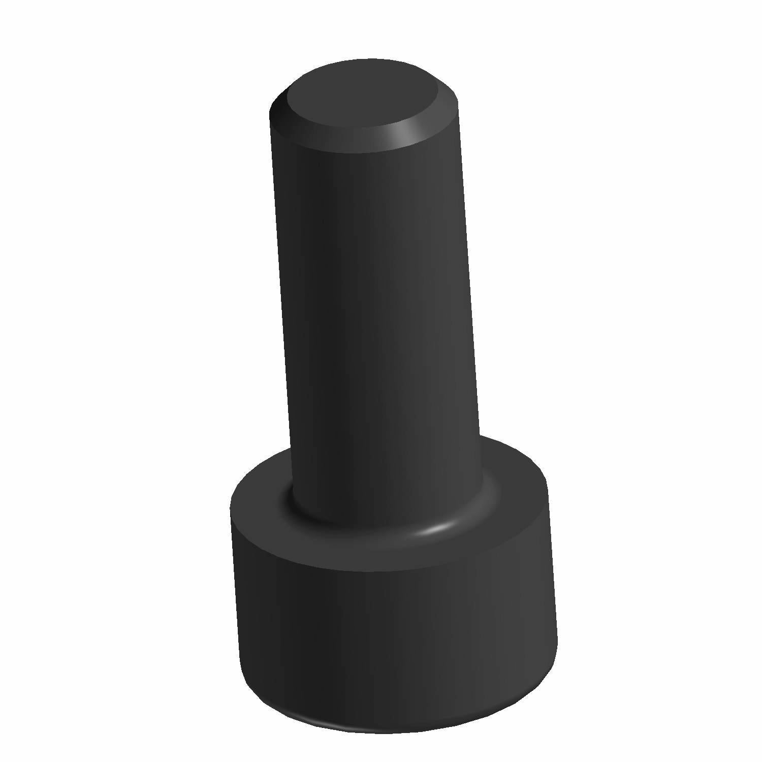 Black cylindrical screw with a flat top and wider base designed for secure fitting.