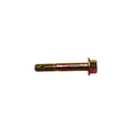 Metal bolt with hexagonal head and partially threaded shaft, gold-toned finish.
