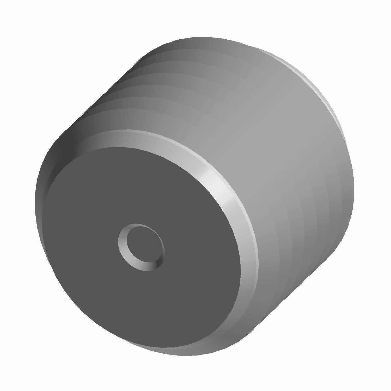 Gray metal hex socket plug with threaded cylindrical body and recessed hex drive center.