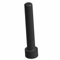 Black cylindrical metal screw with a round head and smooth shaft.
