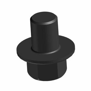 Black metal screw with hexagonal head and wide flat flange base.