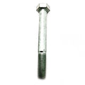 Silver metal hex head bolt with partially threaded shank.