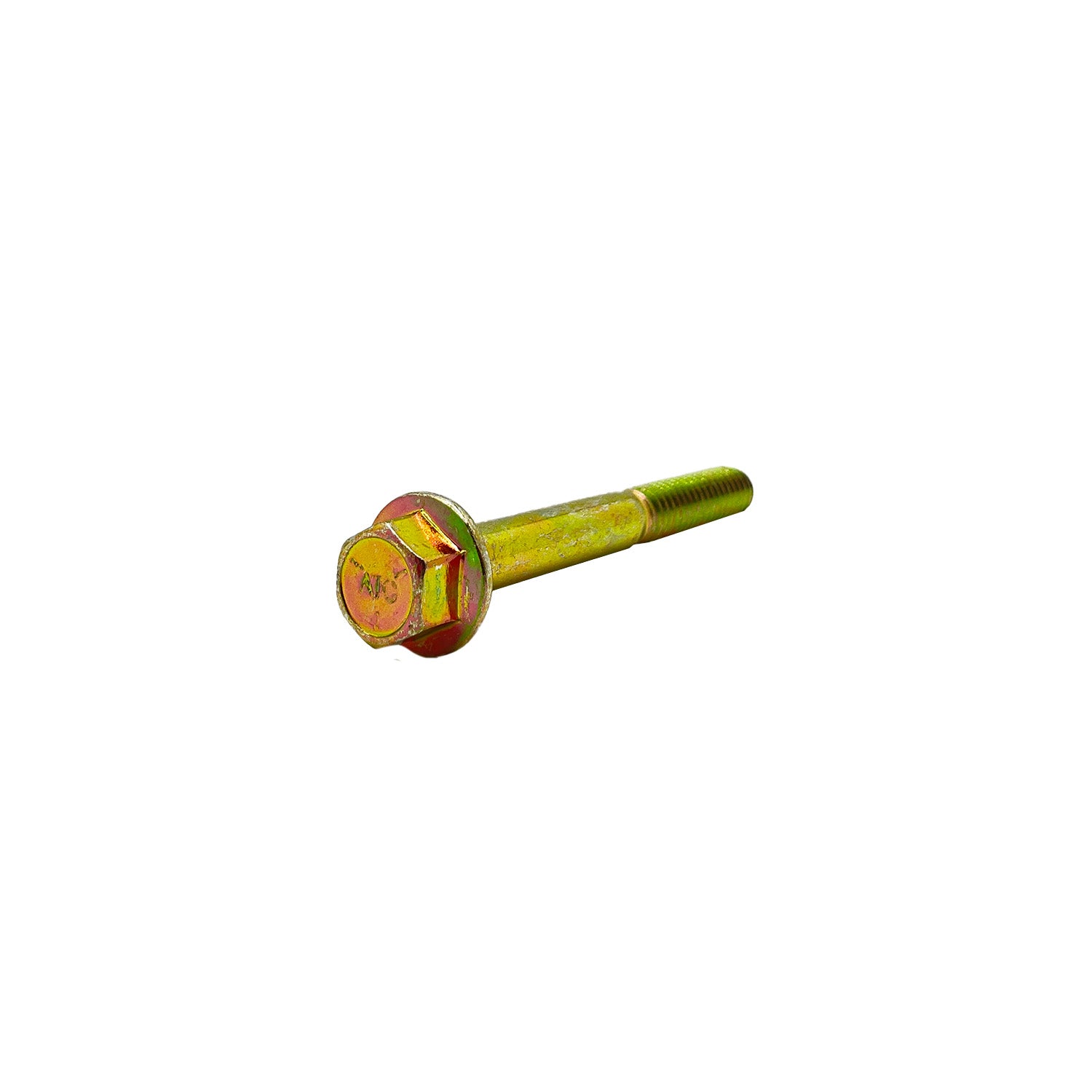 Gold-colored hex head screw with partially threaded shank.