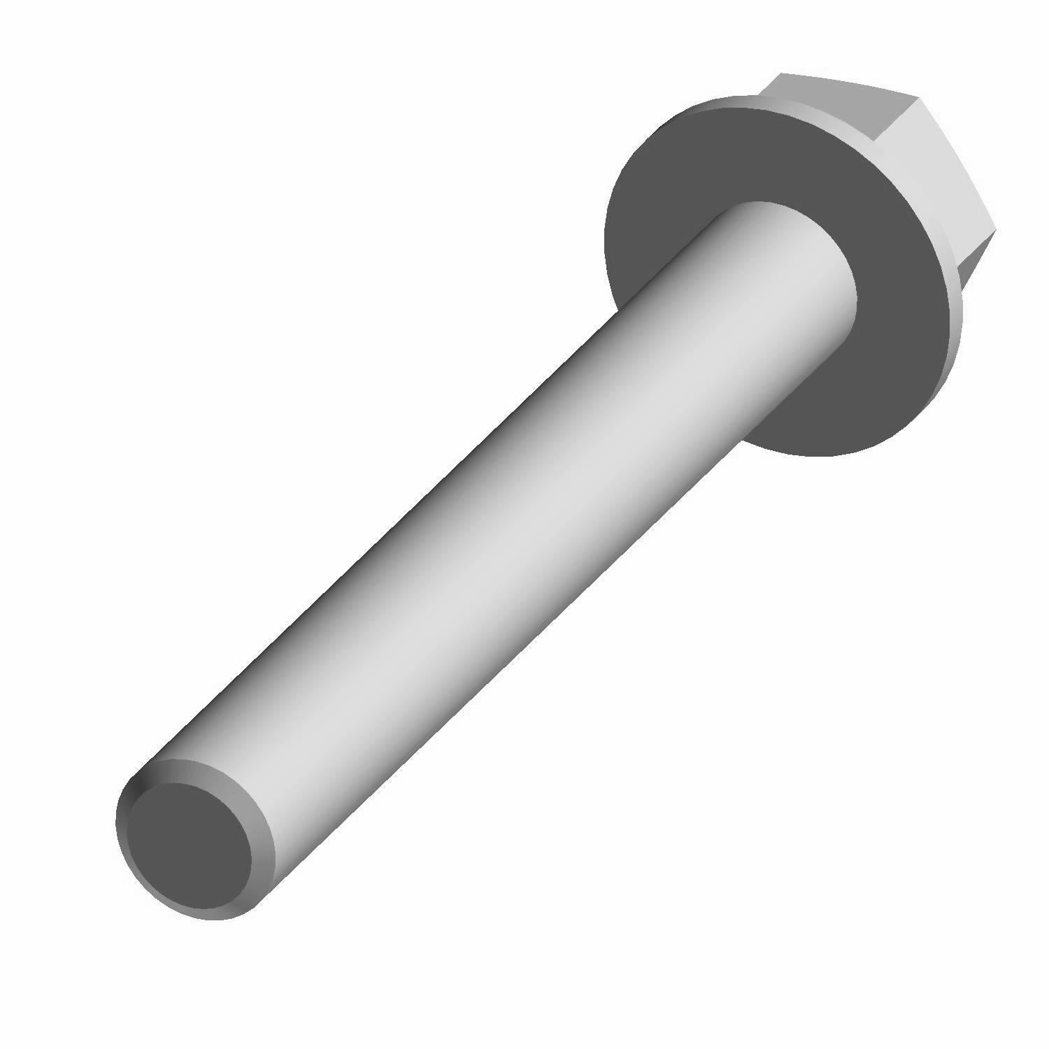 Silver metal hex bolt with 3/8-24 thread and 2 3/4 inch length.