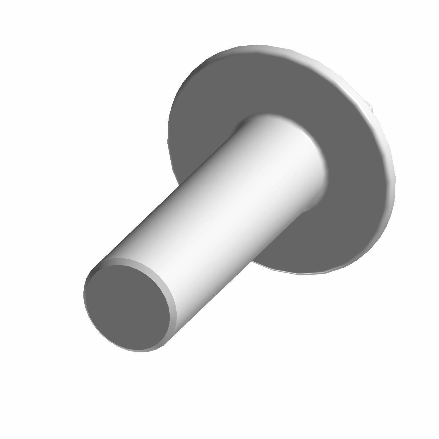 Silver metal screw with flat round head and smooth cylindrical shaft.