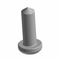 Gray metal screw with a flat circular head and pointed threaded shaft.