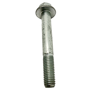 Silver metal screw with partially threaded shaft and round head.