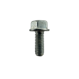A close-up of a single Sprocket Screw by Polaris, featuring a partially threaded shaft and built-in washer, similar to Victory Polaris parts, isolated on a white background.