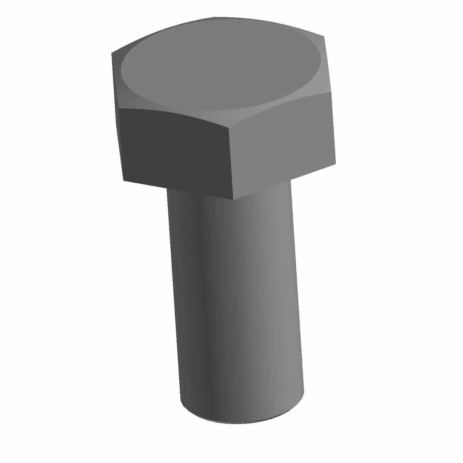 Hexagonal metal bolt with 7/16-14 thread, 1-inch length, finished in dark grey.