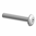 Black metal screw with cylindrical shaft and rounded, flat head featuring a hexagonal recess.