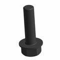 Black metal screw with hexagonal head and integrated flange, threaded shaft hidden from view.