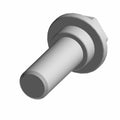 Gray metal bolt with hexagonal flange head and short cylindrical threaded shaft.
