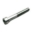 Silver hex socket head screw with partially threaded shaft made of metal.