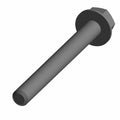 Hex head metal screw with smooth cylindrical shaft and threaded end, gray finish.