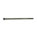 Long black metal bolt with hexagonal head, threaded at one end.