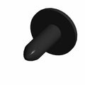 Black Torx screw with flat round head and pointed threaded shaft, M6x1.0x20 size.