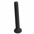 Black hex-head screw with long cylindrical shaft and smooth finish.