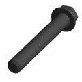 Black steel hex flange screw with M6x1.0x45mm dimensions and threaded shaft.