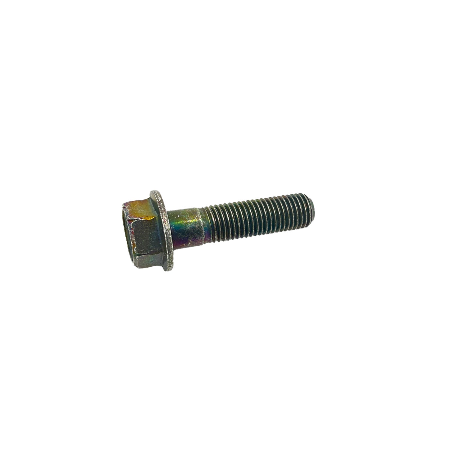 Metal hex flange screw with threaded shaft, 10mm diameter and 1.25mm pitch.