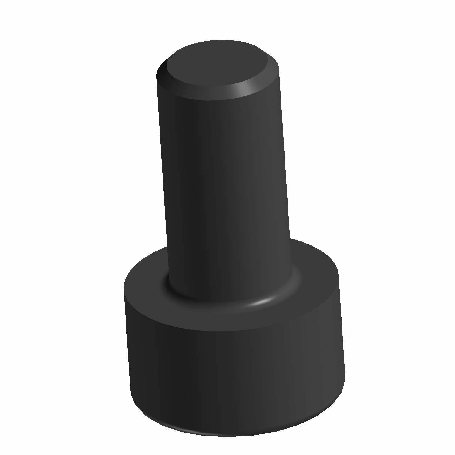 Black cylindrical socket head screw with a wide flat top and smooth shaft.