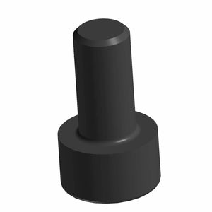 Black cylindrical socket head screw with a wide flat top and smooth shaft.