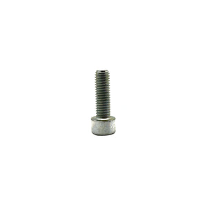 Silver metal socket head screw with threaded shaft and cylindrical head, size M8x1.25x25.