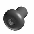 Black metal screw with a rounded head and star-shaped drive slot.
