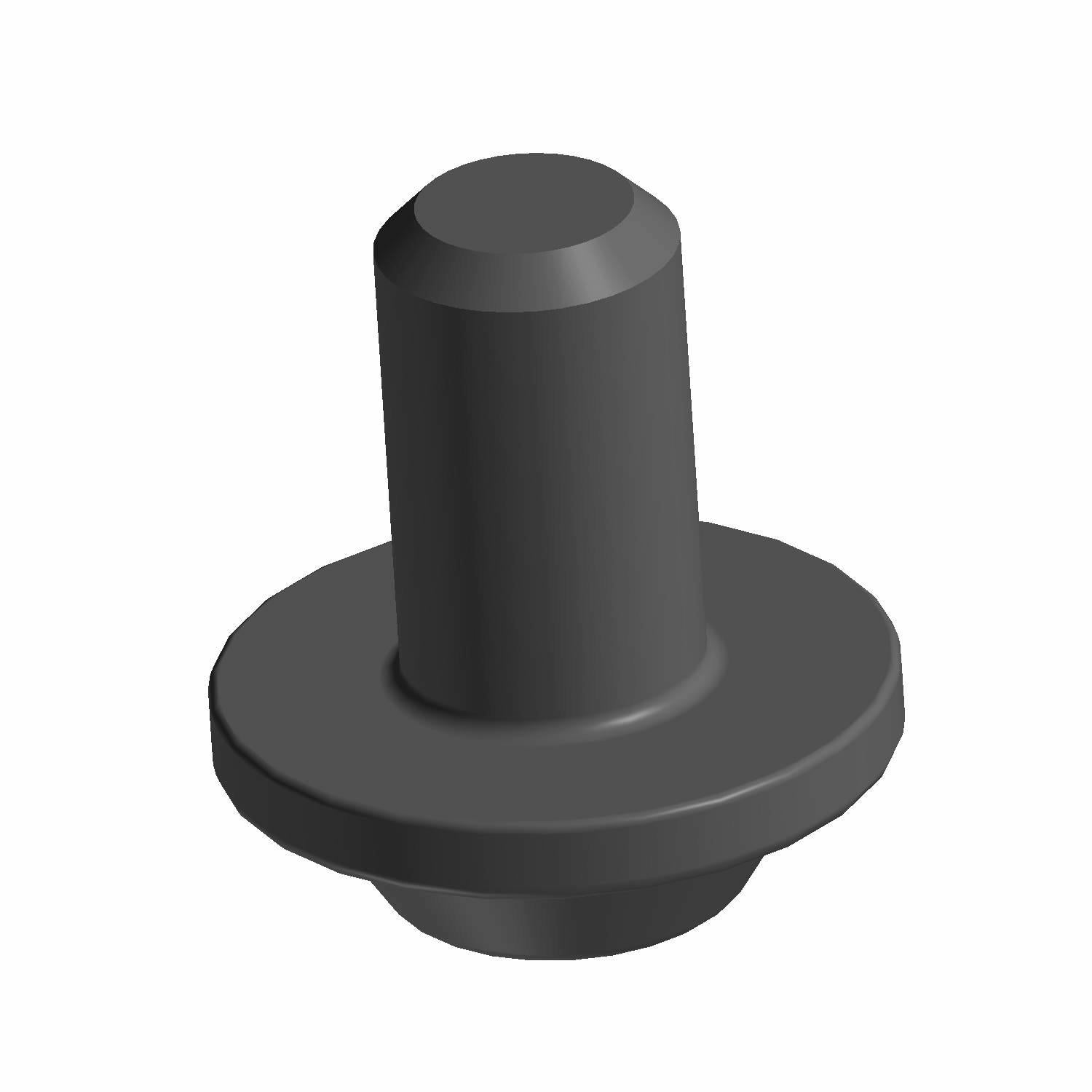 Black cylindrical screw with a flat circular base and rounded top, matte finish.