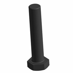 Black hex bolt screw with a tall cylindrical shaft and flat top head.