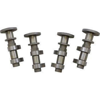Four Performance Cams by Andrews, each with lobes and flanges, are arranged in a row on a white background, all tilted at similar angles.