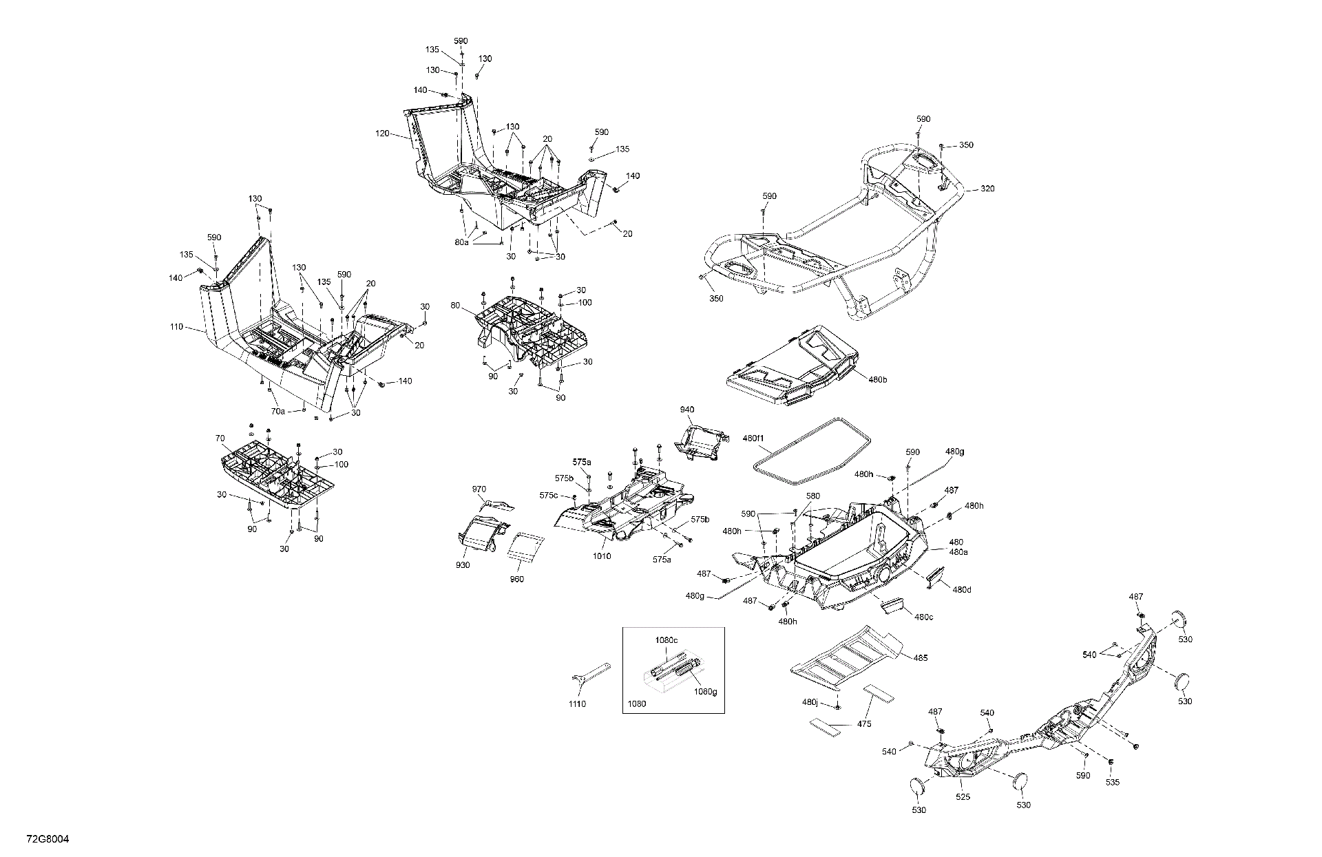 An Image of a Genuine Can-Am Parts Schematic Diagram showing the schematic - BODY - REAR SECTION