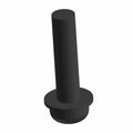 Black metal screw with a wide flat head and a long cylindrical shaft.