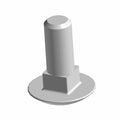 Silver metal carriage screw with a flat circular head and a square neck on a white background.
