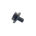 Black metal hex screw with integrated washer, threaded shaft, M6X1.0X10 size.