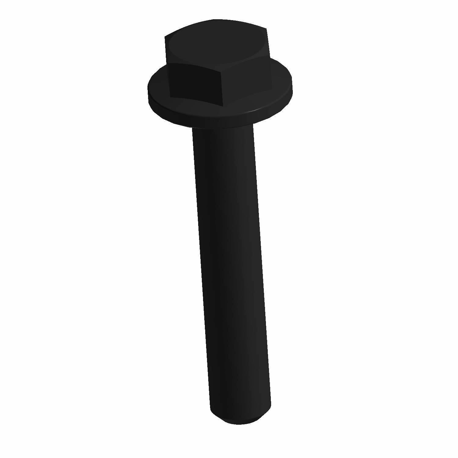 Black metal hex flange screw with a partially threaded shaft.