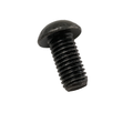 Black metal round head screw with threaded shaft, medium length, smooth domed top.