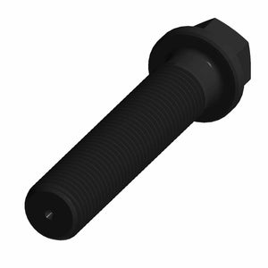 Black hex head connecting rod bolt with threaded shaft, made of metal, sturdy design.