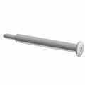 Metal shoulder bolt with smooth cylindrical shaft and flat round head marked M6X12X82 in silver finish.