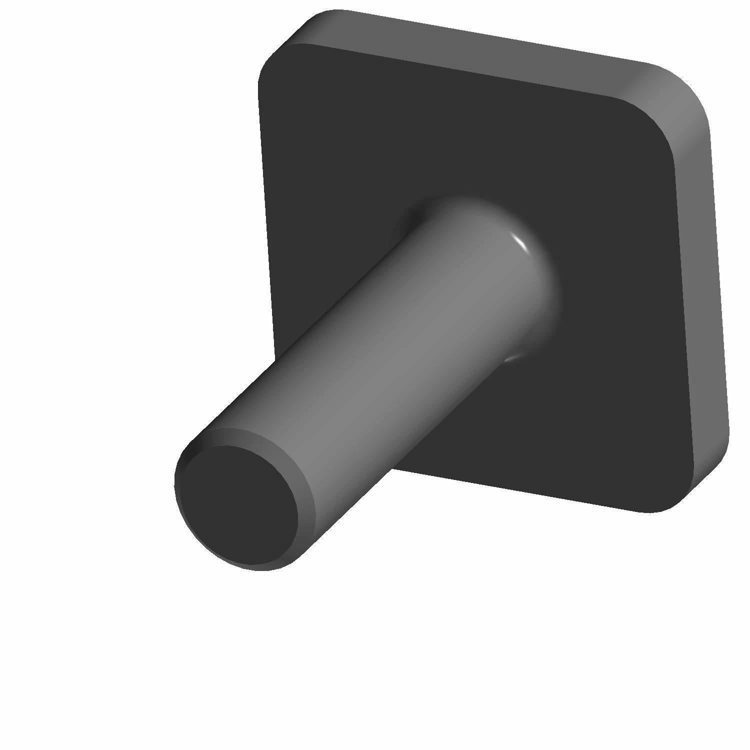 Gray metallic square-headed screw with a short cylindrical threaded shaft.