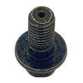 Black metal M6x1.0x13 threaded screw with flange head and central hole.