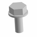Silver metal screw with hexagonal head and integrated washer base for water pump assembly.