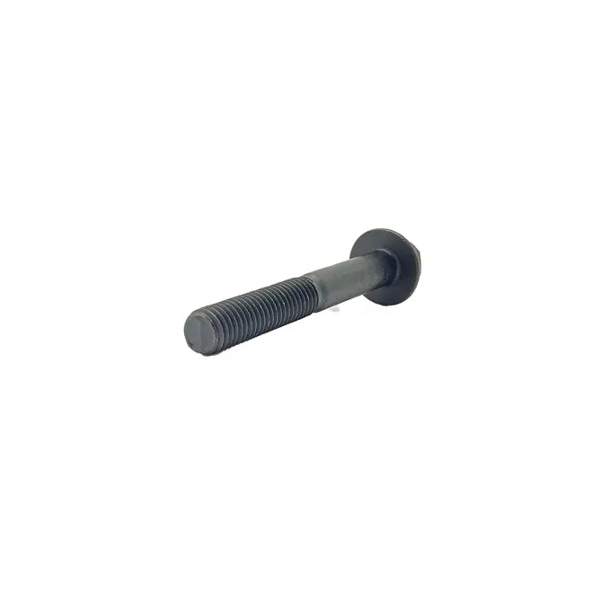 Black hex flange head screw with threaded shaft, size M10x1.5x75 millimeters.