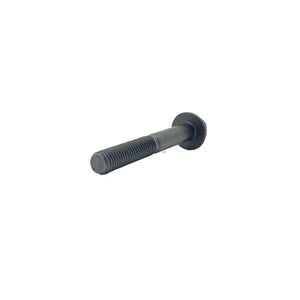 Black hex flange head screw with threaded shaft, size M10x1.5x75 millimeters.