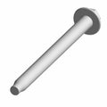 Silver metal hex flange screw with threaded end and flat flange head.