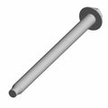 Long silver hex flange screw with threaded end and flat underside on hex head.