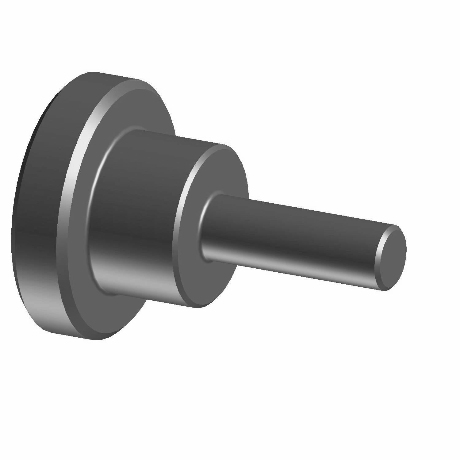 Matte black cylindrical metal steering lock bolt with flanged base and smooth shaft.