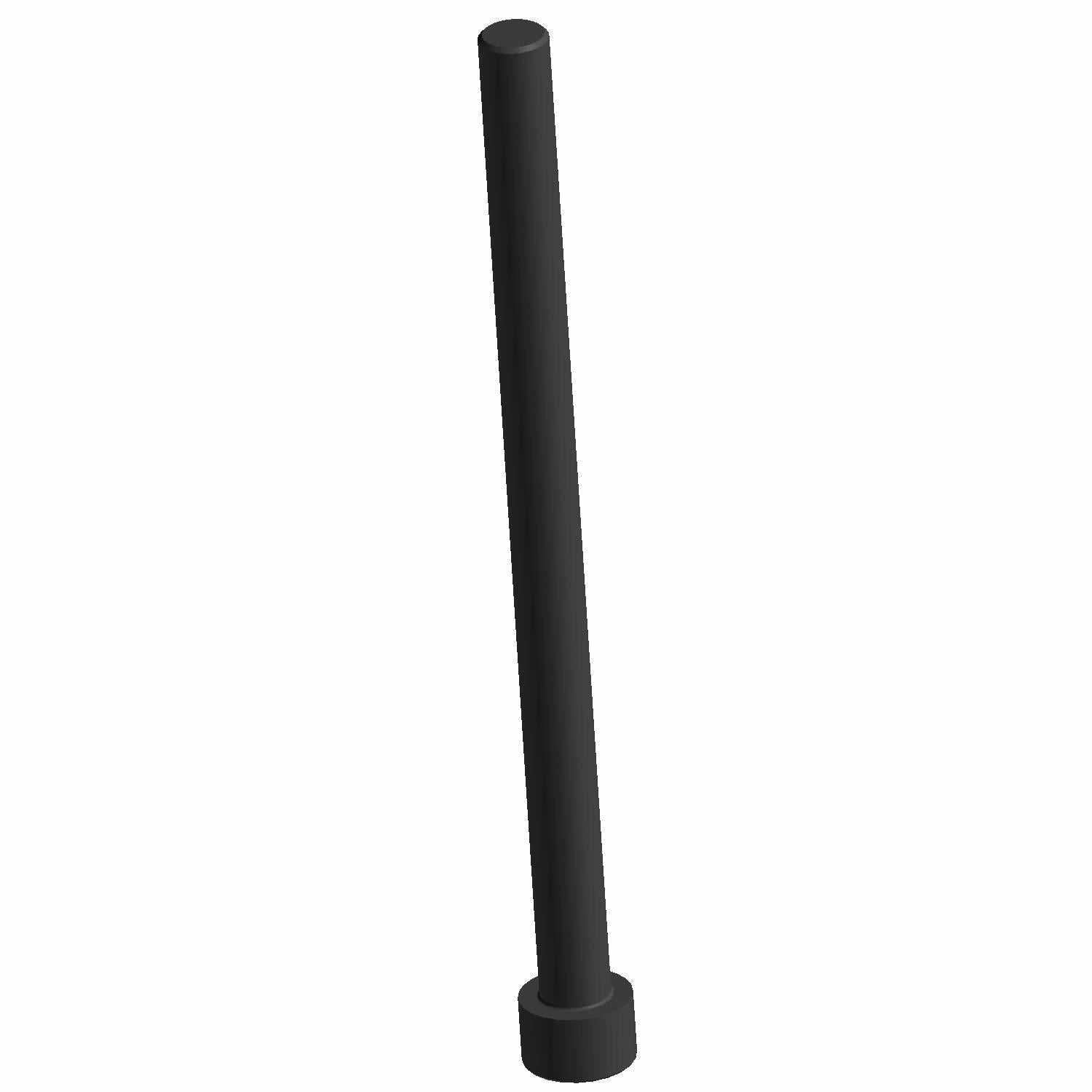 Long black metal socket head screw with a cylindrical threaded shaft and hexagonal socket head.