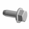 Silver metal hex flange screw with M8x1.25x20 thread size and smooth shaft.