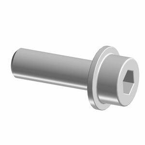 Silver M8x1.25x25mm socket head flange screw with hex drive and integrated washer design.