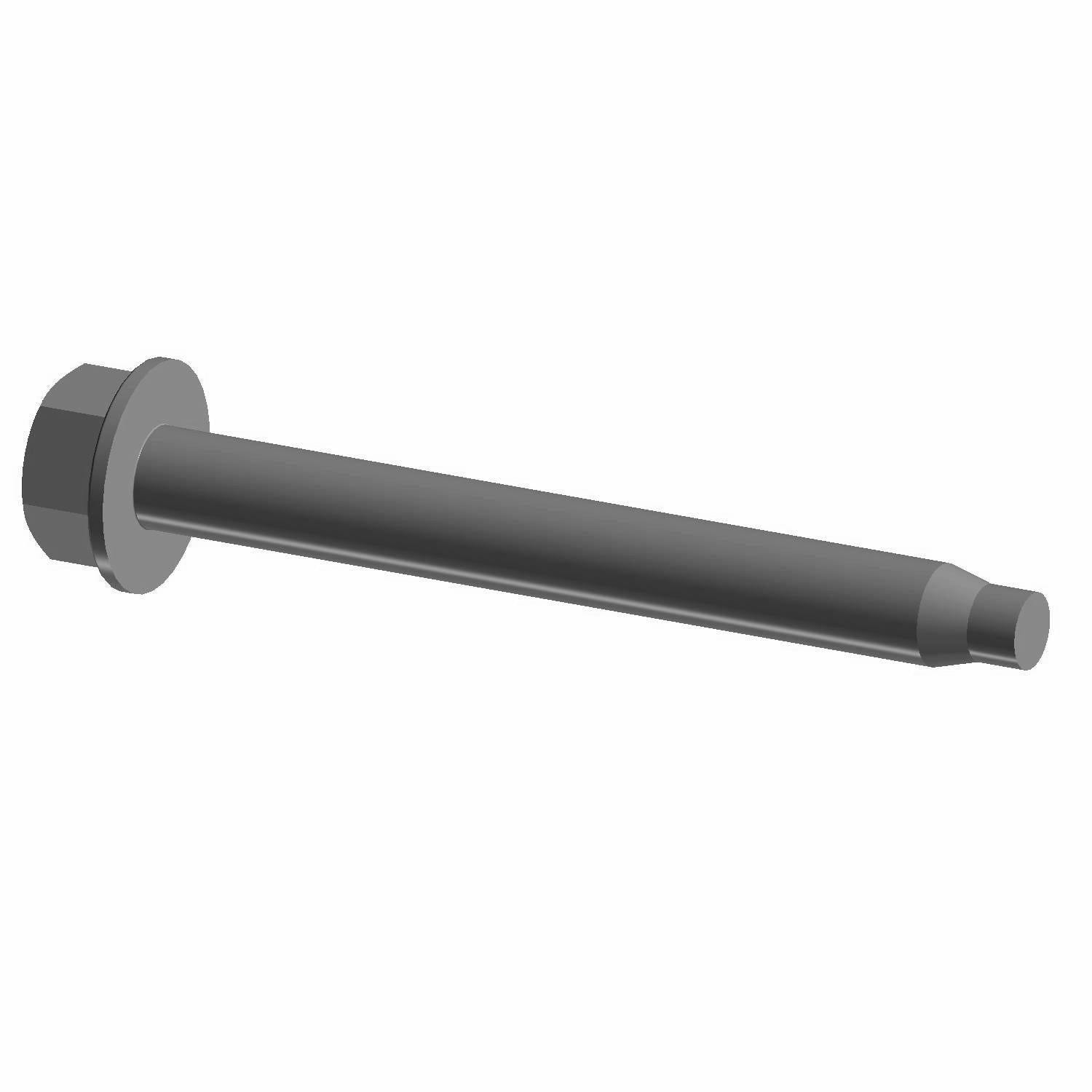 Black hex flange screw with M8x1.25 threading and 70mm length, steel construction.